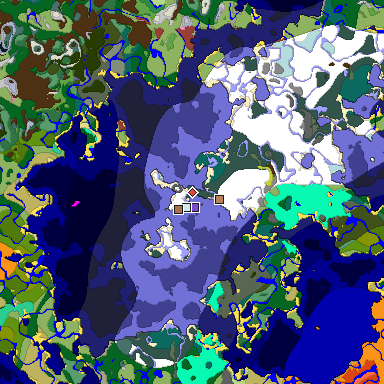 Predicted biome map of Java 26.3 seed -2307638999822699166 around estimated spawn