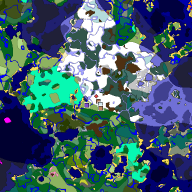 Predicted biome map of Java 26.3 seed 1138911491431399945 around estimated spawn