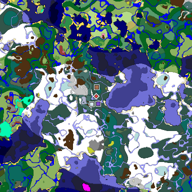 Predicted biome map of Java 26.3 seed -5759772361817333653 around estimated spawn