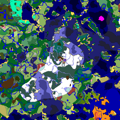 Predicted biome map of Java 26.3 seed 397551090066224977 around estimated spawn