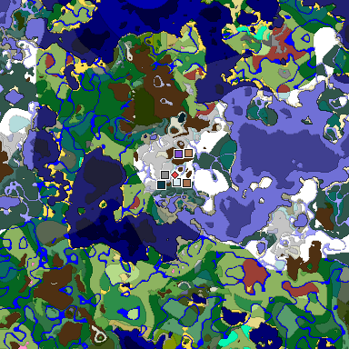 Predicted biome map of Java 26.3 seed 8609700587752164615 around estimated spawn