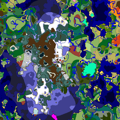 Predicted biome map of Java 26.3 seed 2225116669065452624 around estimated spawn