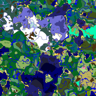 Predicted biome map of Java 26.3 seed 3690762808411906350 around estimated spawn