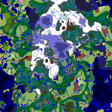 Predicted biome map of Java 26.3 seed -1106920378866219898 around estimated spawn
