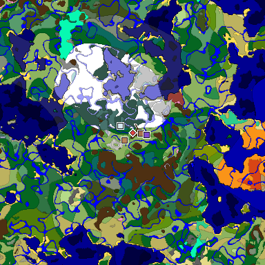 Predicted biome map of Java 26.3 seed -2386724892921964904 around estimated spawn