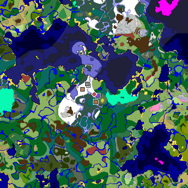 Predicted biome map of Java 26.3 seed -275964127795519496 around estimated spawn