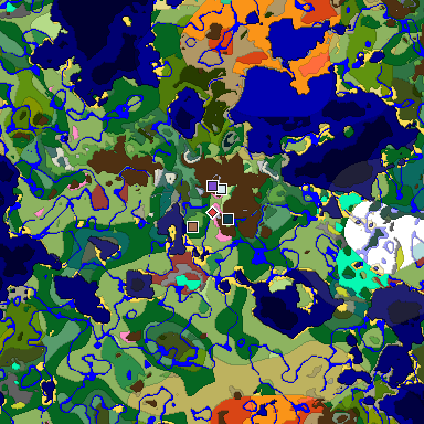 Predicted biome map of Java 26.3 seed 2593608202722951466 around estimated spawn