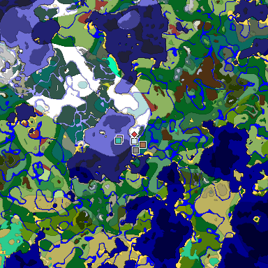 Predicted biome map of Java 26.3 seed -1615176900839768596 around estimated spawn