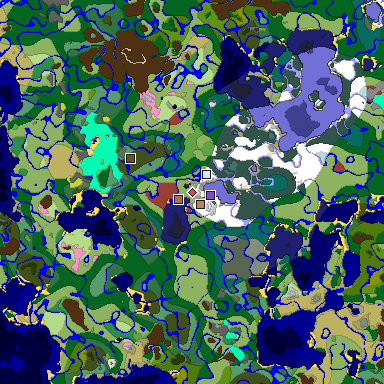 Predicted biome map of Java 26.3 seed 8803580217990075504 around estimated spawn