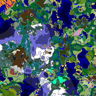 Predicted biome map of Java 26.3 seed 4673390123300337945 around estimated spawn