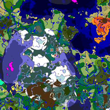 Predicted biome map of Java 26.3 seed 9006474398675420688 around estimated spawn