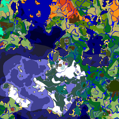 Predicted biome map of Java 26.3 seed 2946213304471744384 around estimated spawn
