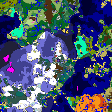 Predicted biome map of Java 26.3 seed 7476080907361973977 around estimated spawn