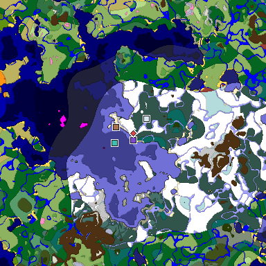 Predicted biome map of Java 26.3 seed -9068466691828263080 around estimated spawn