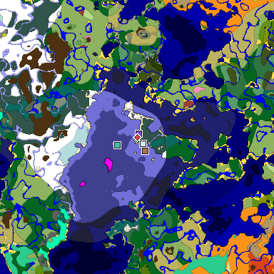 Predicted biome map of Java 26.3 seed 5914609517120739065 around estimated spawn