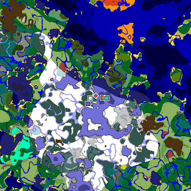 Predicted biome map of Java 26.3 seed 2396602706122006596 around estimated spawn