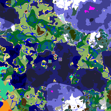 Map of Minecraft seed 2639951558177851752 around spawn