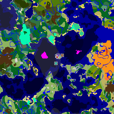 Map of Minecraft seed 2916168196573349 around spawn