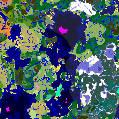 Map of Minecraft seed 7721524014644429710 around spawn
