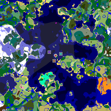 Map of Minecraft seed 4225347468295897702 around spawn
