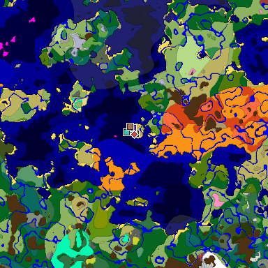 Predicted biome map of Java 26.3 seed -9052316245031847988 around estimated spawn