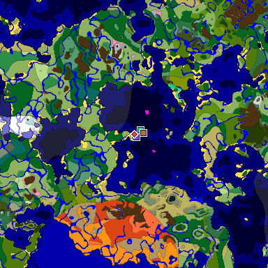 Predicted biome map of Java 26.3 seed 794731465420516802 around estimated spawn