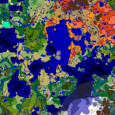 Predicted biome map of Java 26.3 seed 3098023300744281514 around estimated spawn