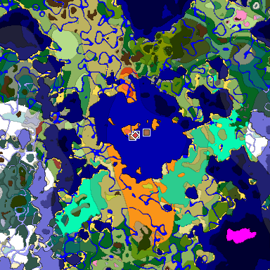 Predicted biome map of Java 26.3 seed 7263300418527007031 around estimated spawn