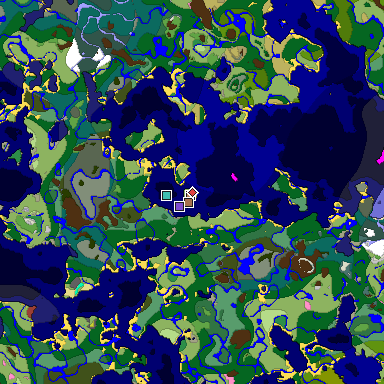 Predicted biome map of Java 26.3 seed -4174587674206094525 around estimated spawn