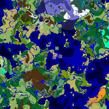 Predicted biome map of Java 26.3 seed -2257278973178186549 around estimated spawn