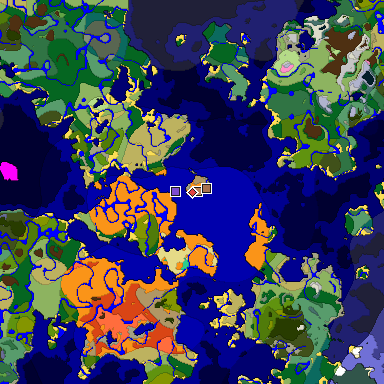Predicted biome map of Java 26.3 seed -9054923237585634604 around estimated spawn