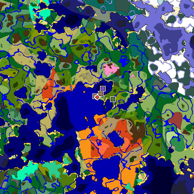 Predicted biome map of Java 26.3 seed 5390619726603121153 around estimated spawn