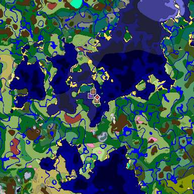 Predicted biome map of Java 26.3 seed 4627378852740107026 around estimated spawn