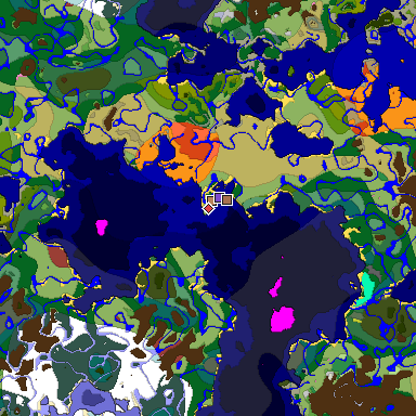 Predicted biome map of Java 26.3 seed 4801669057549239121 around estimated spawn