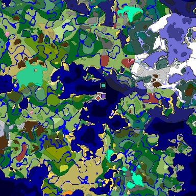 Predicted biome map of Java 26.3 seed 7130645704345717456 around estimated spawn