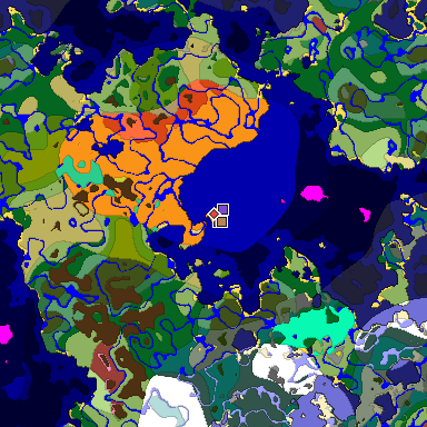 Predicted biome map of Java 26.3 seed -2519501050613503560 around estimated spawn