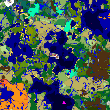 Predicted biome map of Java 26.3 seed -6274636796695964469 around estimated spawn