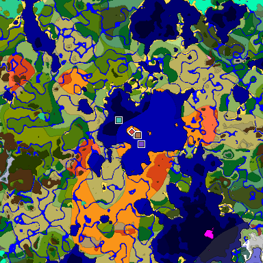 Predicted biome map of Java 26.3 seed -5588413832162615428 around estimated spawn