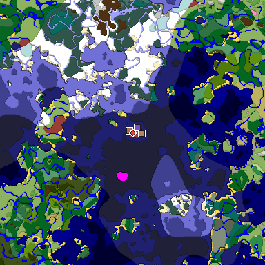 Predicted biome map of Java 26.3 seed 5266064940256194026 around estimated spawn