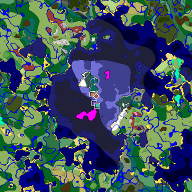 Predicted biome map of Java 26.3 seed -8878584837690059301 around estimated spawn