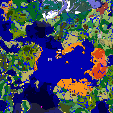 Predicted biome map of Java 26.3 seed -5046116190908422904 around estimated spawn
