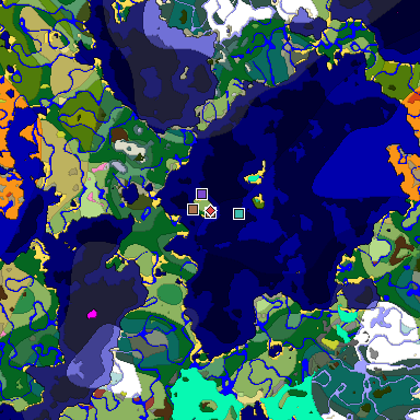 Predicted biome map of Java 26.3 seed 7697863606119082549 around estimated spawn