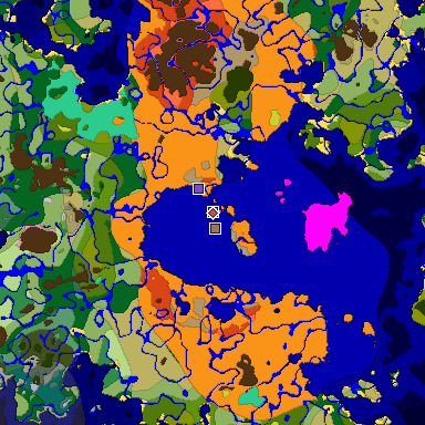 Predicted biome map of Java 26.3 seed -5812654938409712649 around estimated spawn