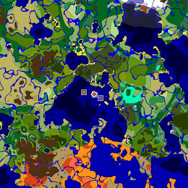 Predicted biome map of Java 26.3 seed -4111453961114261385 around estimated spawn