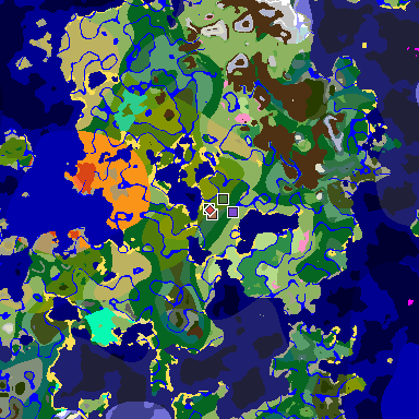 Map of Minecraft seed 3274922552759279103 around spawn