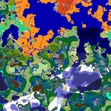 Map of Minecraft seed 8682171025712246436 around spawn