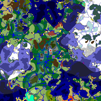 Predicted biome map of Java 26.3 seed -2932081818225927146 around estimated spawn