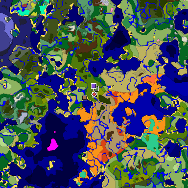 Predicted biome map of Java 26.3 seed -7236273862581645506 around estimated spawn