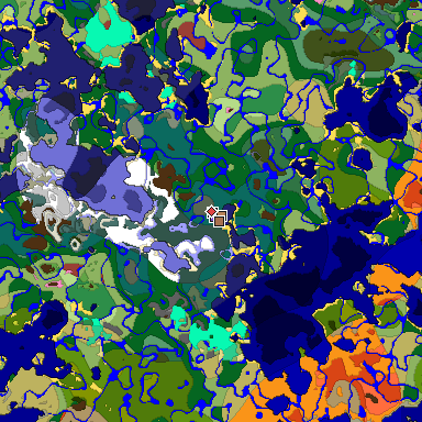 Predicted biome map of Java 26.3 seed -4294984311826957609 around estimated spawn
