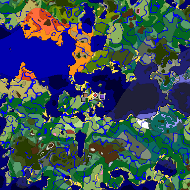 Predicted biome map of Java 26.3 seed 2203722586260627994 around estimated spawn